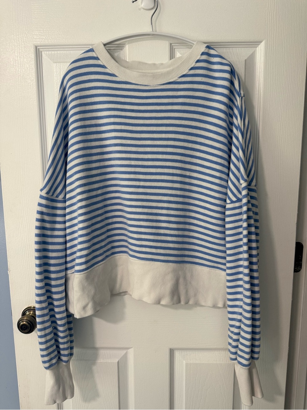 Blue & White Striped Aerie Crewneck